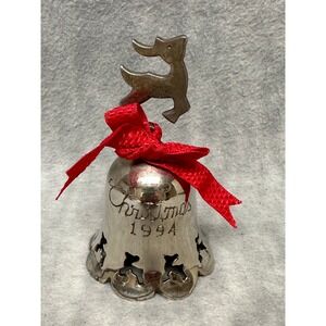 International Silver Co Bell Silver Excellent 1994 Reindeer Ornament Collectible